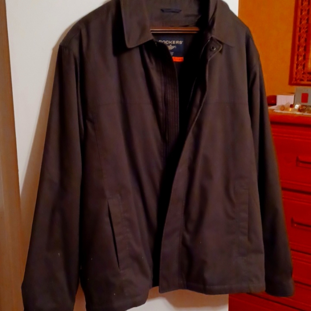 DOCKERS jacket  Men's XXLT  Brown zipout lining 2 outside pockets 2 inside pocke